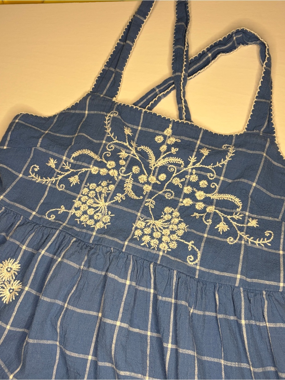Madewell Embroidered Cicely Tiered Midi Dress in Plaid - Picture 7 of 14